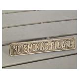 Vintage polish cast brass no smoking please desk