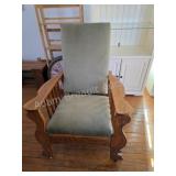 Antique Oak Carved Morris Reclining