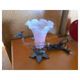 Vintage Hummingbird & Trumpet Flower Accent Lamp.