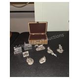Pewter Miniature Figurines and Striped Trinket