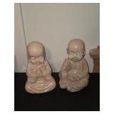 Pair of Ceramic Praying Buddha Figurines.This