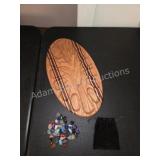 Handmade Wooden Mancala Board and Gemstone