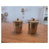 Vintage Hammered Brass Lidded Canisters - Set of