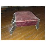 Antique Victorian-Style Velvet Footstool with