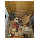 Box lot of assorted wooden household decor