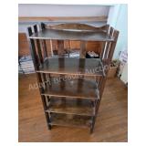 Tall 5-Shelf Dark Stained Pine Bookcase