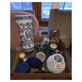 Large box lot miscellaneous candle holders,