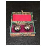 Chinese Baoding Stress Balls with Brocade Box.