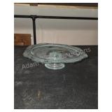 Vintage Blue Depression Glass Pedestal Cake