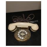 Vintage Brass and Cream Rotary Telephone.