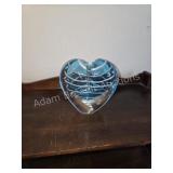 Blue Heart Art Glass Paperweight.