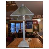 Modern Silver Finish Table Lamp with Pyramid