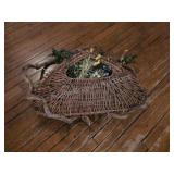 Woven Twig Wall Basket with Silk Flowers. This