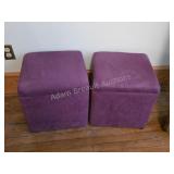 Pair of Purple Fabric Storage Ottomans.