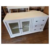 Modern White Wood Buffet Sideboard With Glass