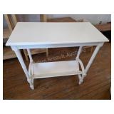 Modern White Wood Entry Table With V-Slat Book