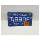 Michigan blue motorcycle license plate