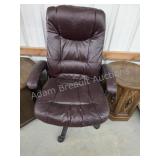 Cherry leather swivel rolling office chair, does