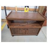 Modern two-door fiberboard rolling kitchen cart,