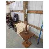 Vintage Pine end table lamp stand, 15.5 x 15.5 x