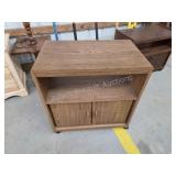 Modern fiberboard two-door rolling kitchen cart,