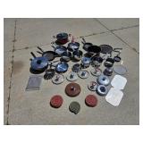 Box lot miscellaneous pots and pans