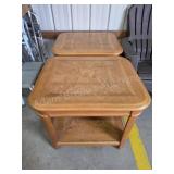 Two matching modern Oak end tables, 24x28x24