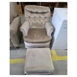 Crushed felt rolling swivel rocking chair with