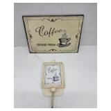 Two pieces decorative coffee metal wall decor