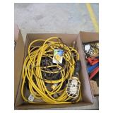 Box lot miscellaneous extension cords, RV