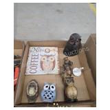 Box lot assorted owl theme household decor