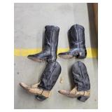 Two pairs leather cowboy boots, black pair size 8