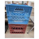 Two vintage plastic milk crates