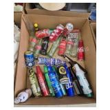 Box lot miscellaneous collectible beer and pop