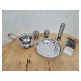 Lots of assorted stainless steel kitchen items
