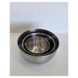 Three stainless steel nesting mixing bowls