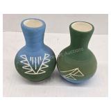 2 Southwest style etched seed vases