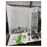 Lot of assorted owl theme home decor