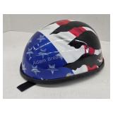 Frenchie motorcycle helmet, American flag design,