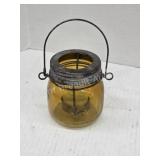 Vintage amber glass pint jar tealight