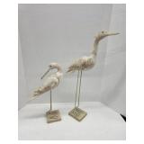Two decorative modern wooden bird statues