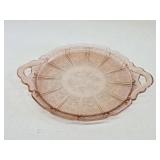 Vintage pink depression double handle platter