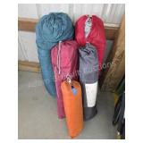 Five assorted camping tents