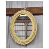 Vintage ornate 17-in oval painted wall mirror