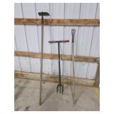 Three assorted weeding cultivating tools