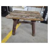 Custom-made log outdoor patio table, 19 x 28 x