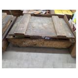 Wooden storage crate with assorted electrical and