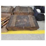 Wooden storage crate with pneumatic tools