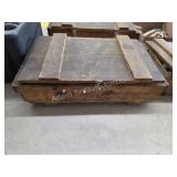 Wooden storage crate with plumbing supplies, must