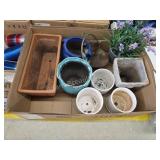 Box lot assorted planters, Etc